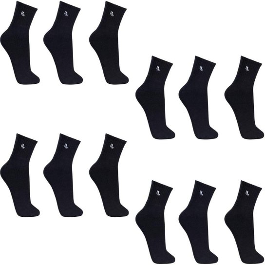 Kit 6 Pares De Meias Lupo Esporte Cano Médio Algodão Masculina - Preto Menor preço em Kit 6 Pares De Meias Lupo Esporte Cano Médio Algodão Masculina - Preto