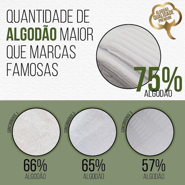 Kit 6 Pares Meia Cano Alto Algodão Hoahi Confortável Macia Casual Esportiva