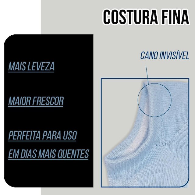 Kit 6 Pares Meia Hoahi Sapatilha Algodão Macia Confortável Unissex