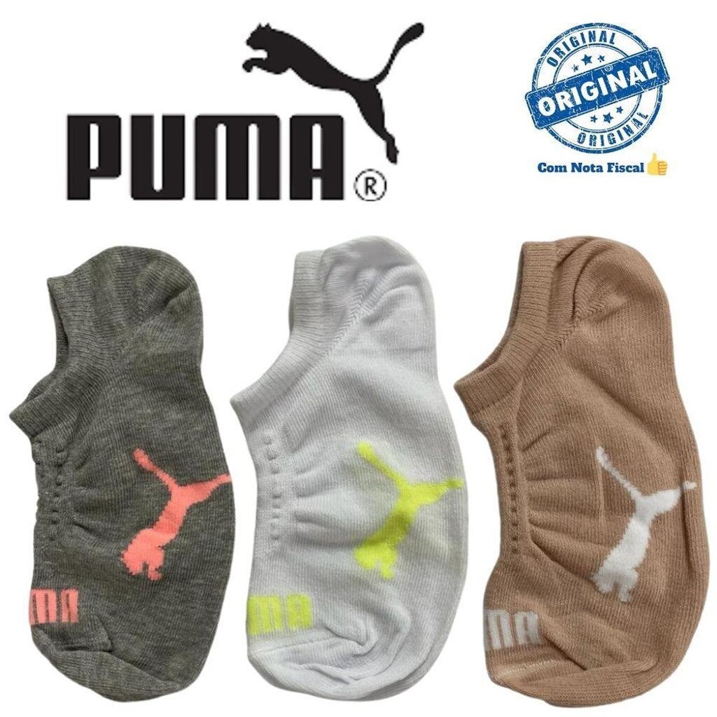 Kit 6 Pares Meia Puma Sapatilha Original Algodão Com NF