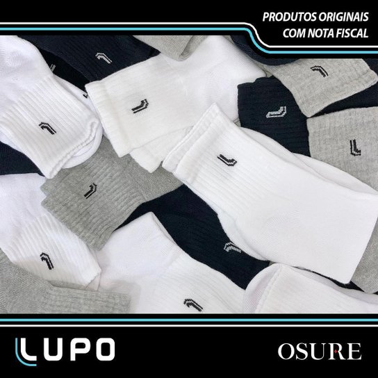 Kit 6 Pares Meias Lupo Masculina Algodão Meia Cano Médio Atacado Academia Esportiva