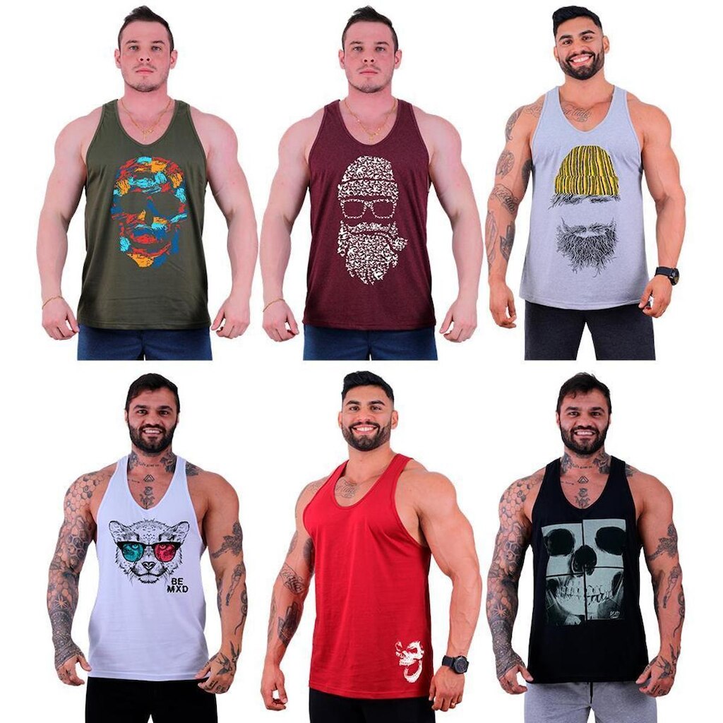 Kit 6 Regata Cavada Masculina MXD Estampada No Days Off Big Gym