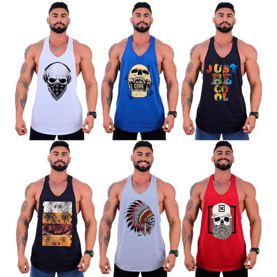 Kit 6 Regatas Super Cavada Masculina MXD Conceito Academia Treino Fitness Musculação - Branco+Preto Menor preço em Kit 6 Regatas Super Cavada Masculina MXD Conceito Academia Treino Fitness Musculação - Branco+Preto