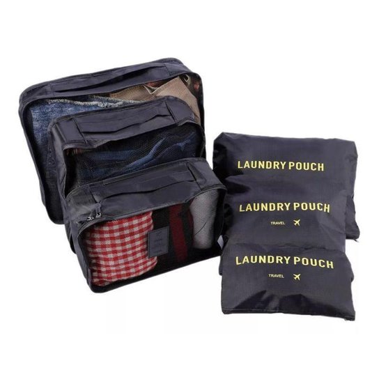 KIT 6 SACOS BOLSAS ORGANIZADOR MALA ROUPAS BAGAGEM VIAGEM PRETO - Preto Menor preço em KIT 6 SACOS BOLSAS ORGANIZADOR MALA ROUPAS BAGAGEM VIAGEM PRETO - Preto