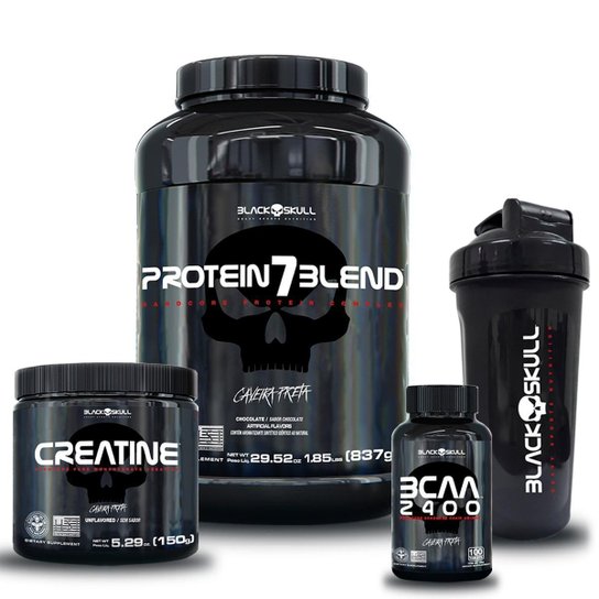 kit 7 Blend 837g + Bcaa 100 tab + Creatina 150g + Coqueteleira 600ml -