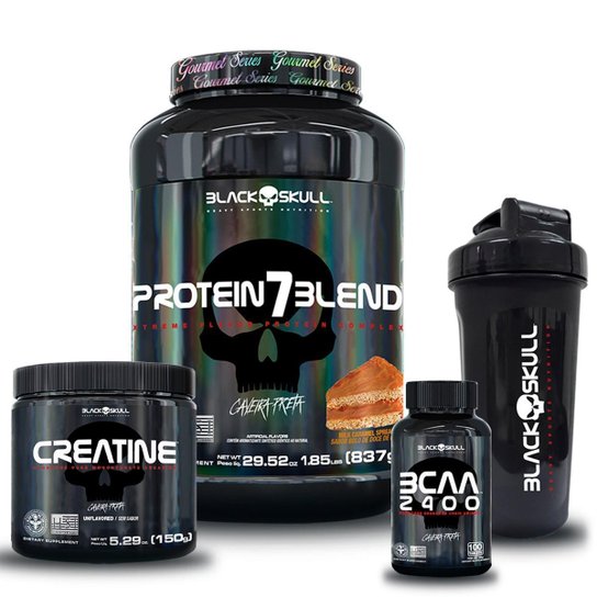 kit 7 Blend Gourmet 837g + Bcaa 100 tab + Creatina 150g + Coqueteleira 600ml -