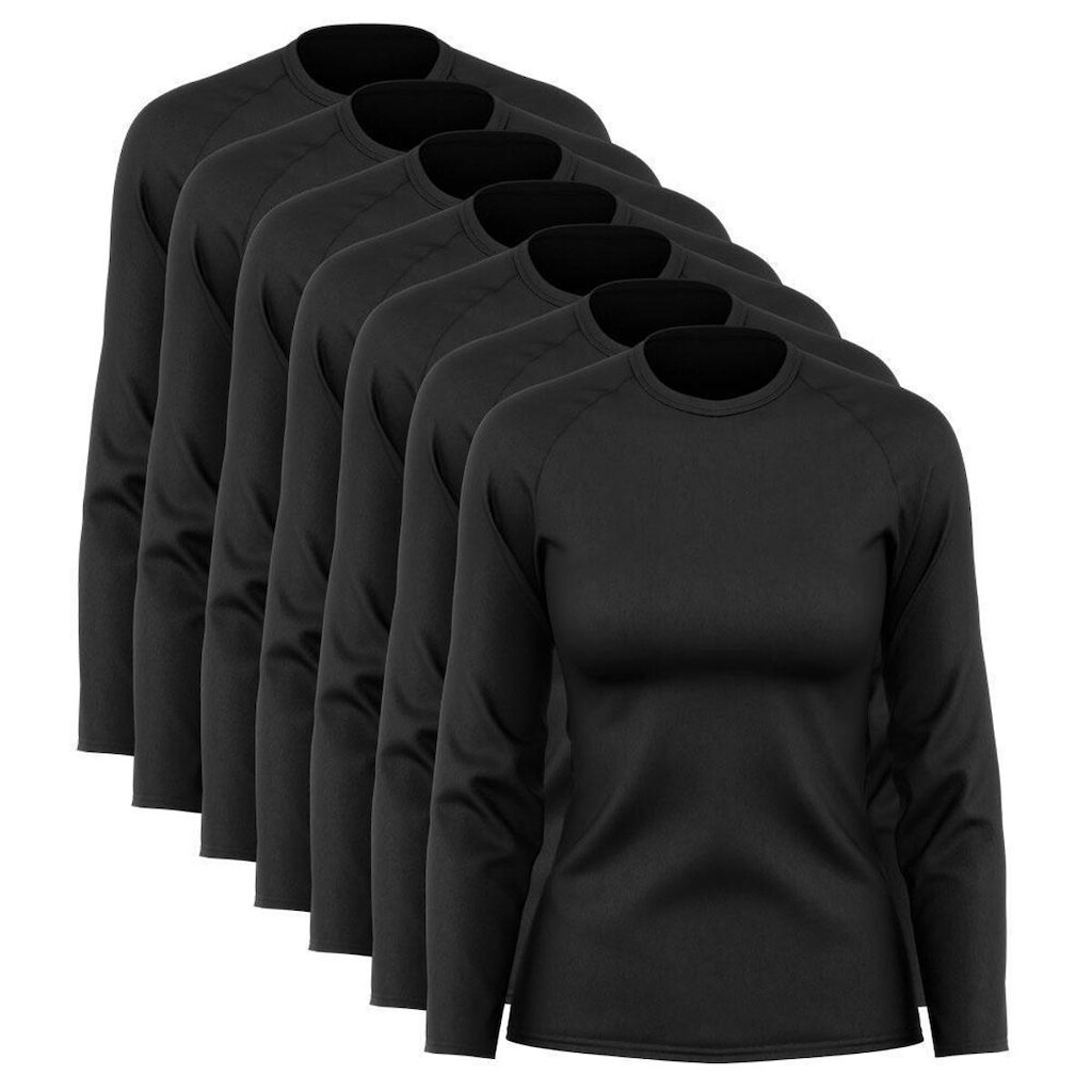 Kit 7 Blusas Via Basic Dry Academia Segunda Pele Manga Longa Proteção Solar UV Feminina
