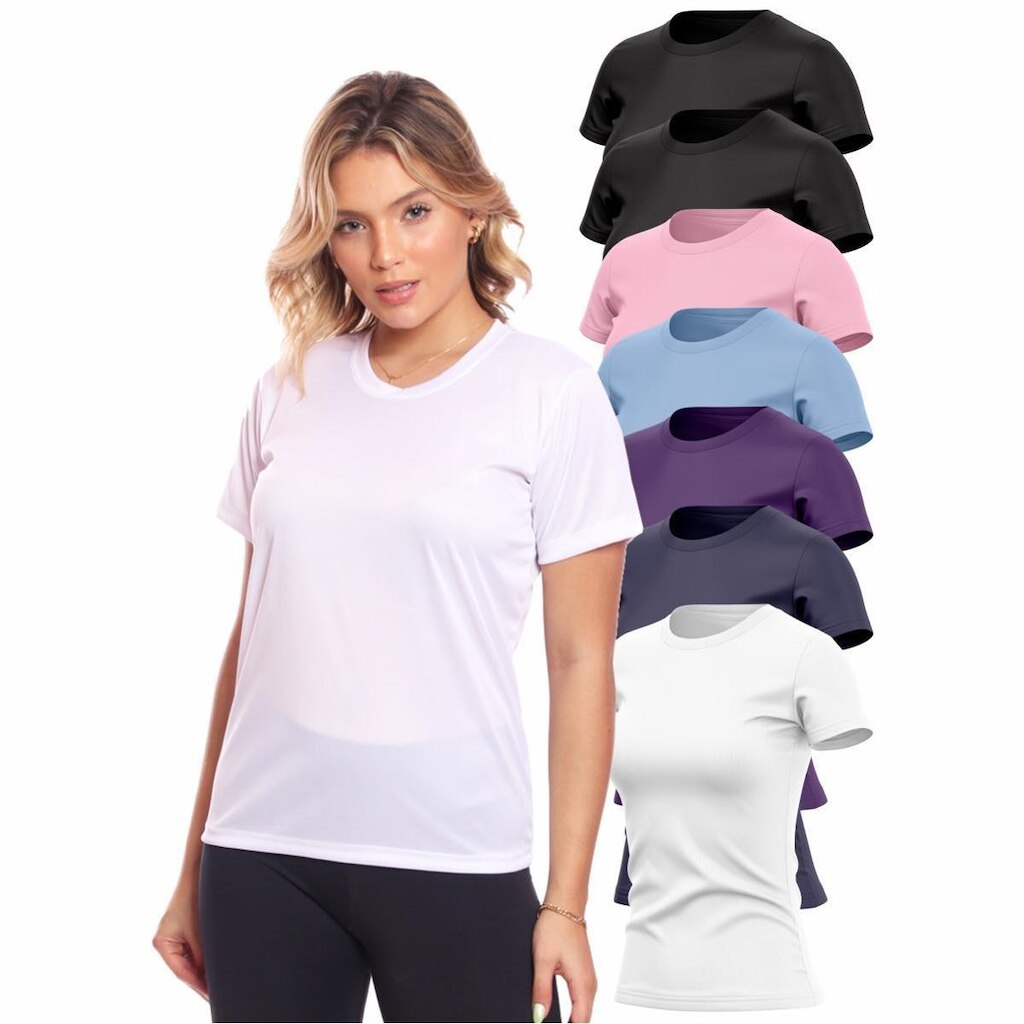 Kit 7 Camisas Academia Esportiva Com Proteção Uv Feminina