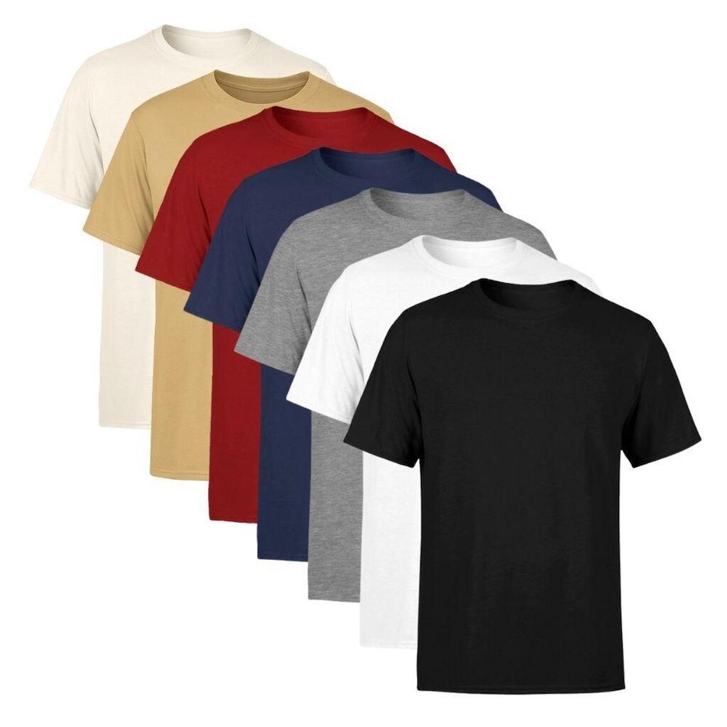 Kit 7 Camisetas Masculina Manga Curta Lisa Algodão Premium