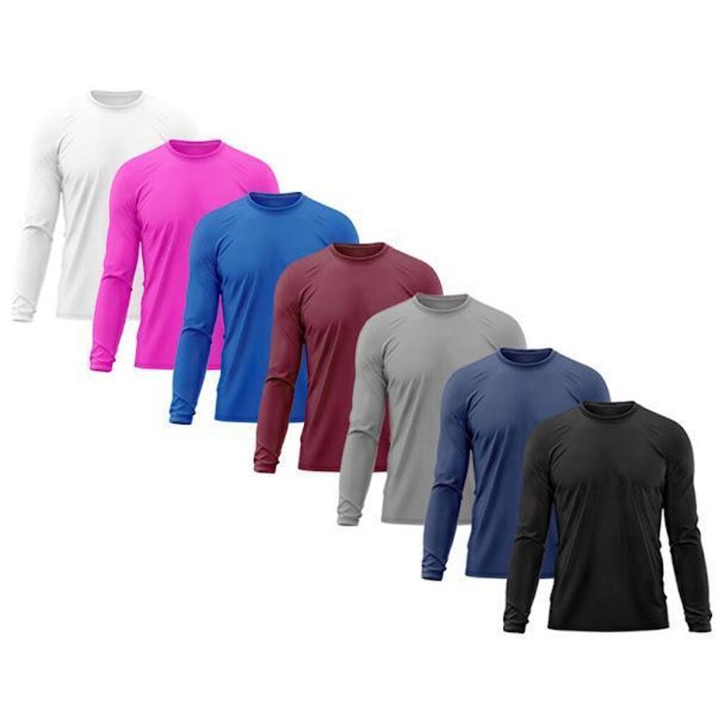 Kit 7 Camisetas Masculinas Proteção Uv Dry Manga Longa