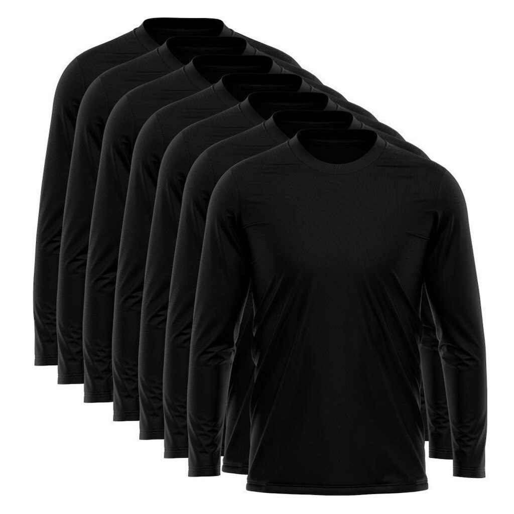 Kit 7 Camisetas Via Basic Manga Longa Dry UV Proteção Solar Masculina