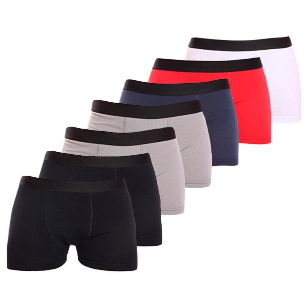 Kit 7 Cuecas Boxer Lisa Cotton Algodão Box Premium