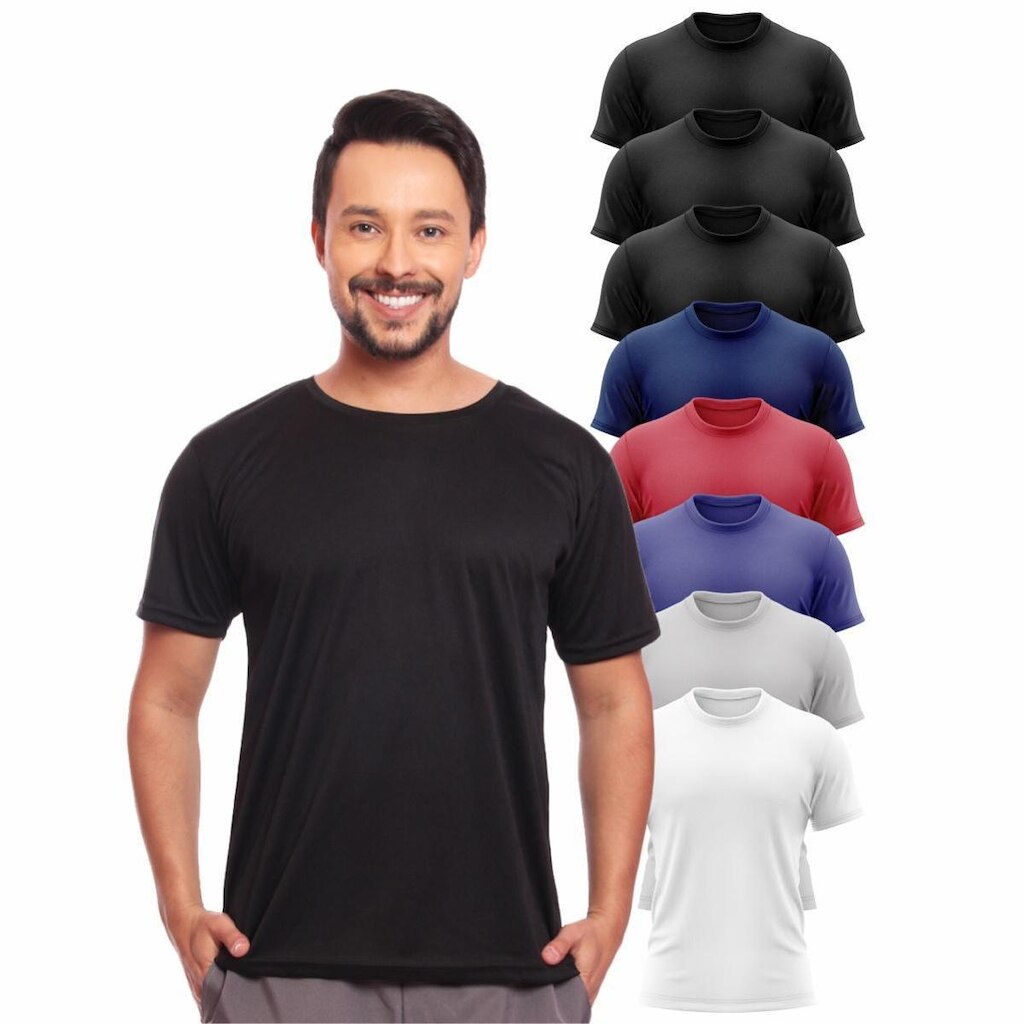 Kit 8 Camisas Academia Esportiva Com Proteção Uv Masculina