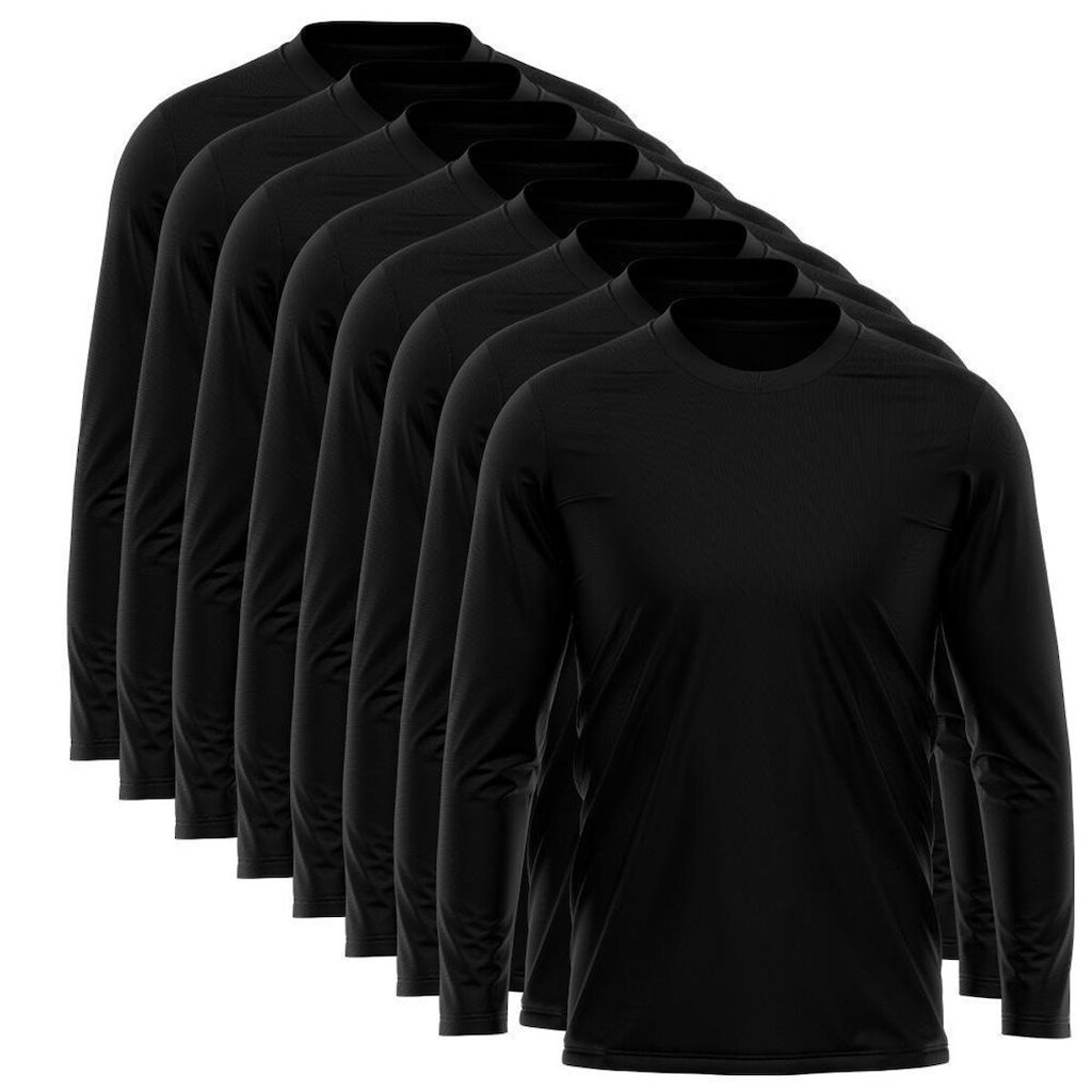 Kit 8 Camisetas Via Basic Manga Longa Dry UV Proteção Solar Masculina