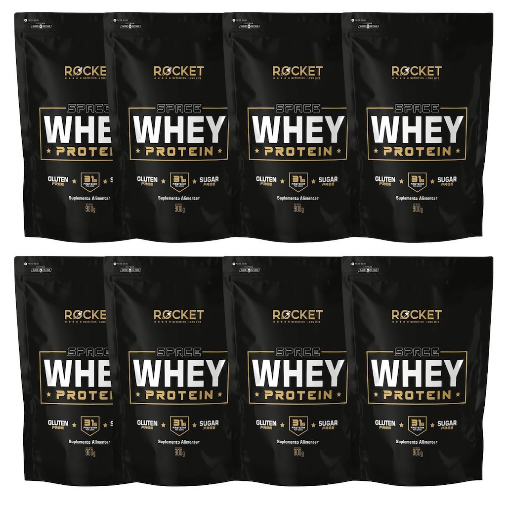 Kit 8 Whey Protein Space Rocket 900g 31g Proteína Academia