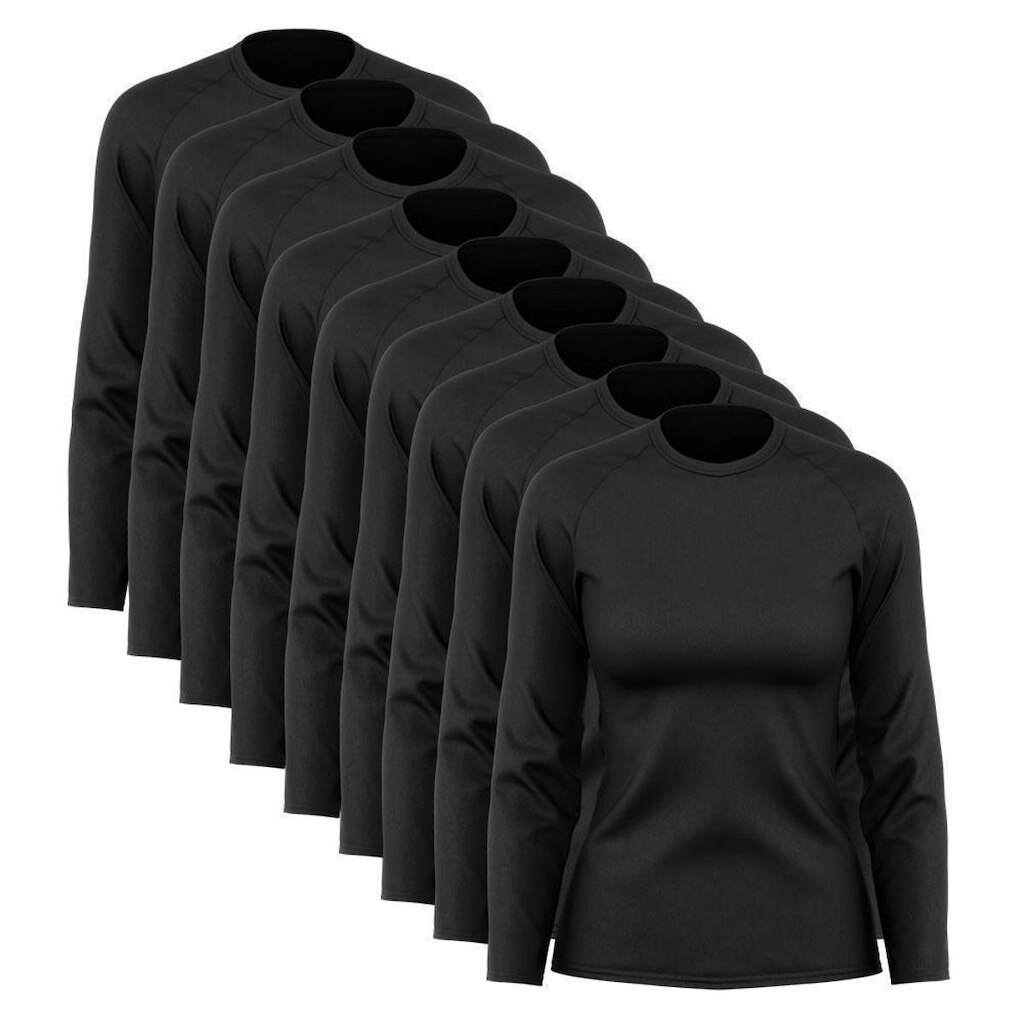 Kit 9 Blusas Via Basic Dry Academia Segunda Pele Manga Longa Proteção Solar UV Feminina