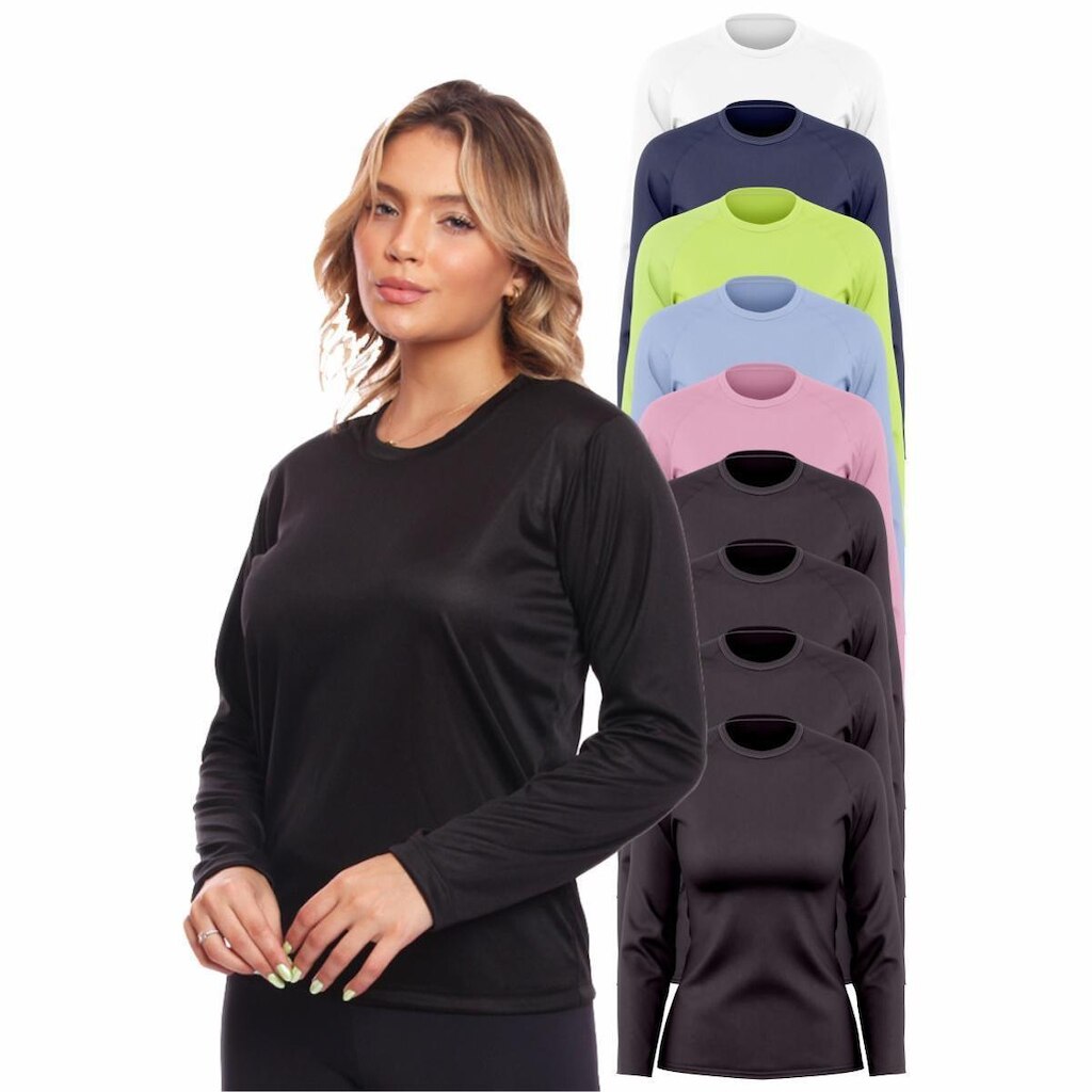 Kit 9 Camisa Feminina Camiseta Térmica Proteção Solar Uv .