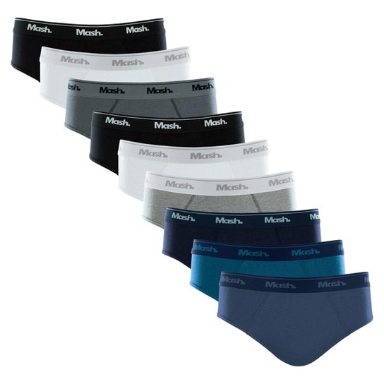 Menor preço em Kit 9 Cueca Mash Masculino - Chumbo e Azul