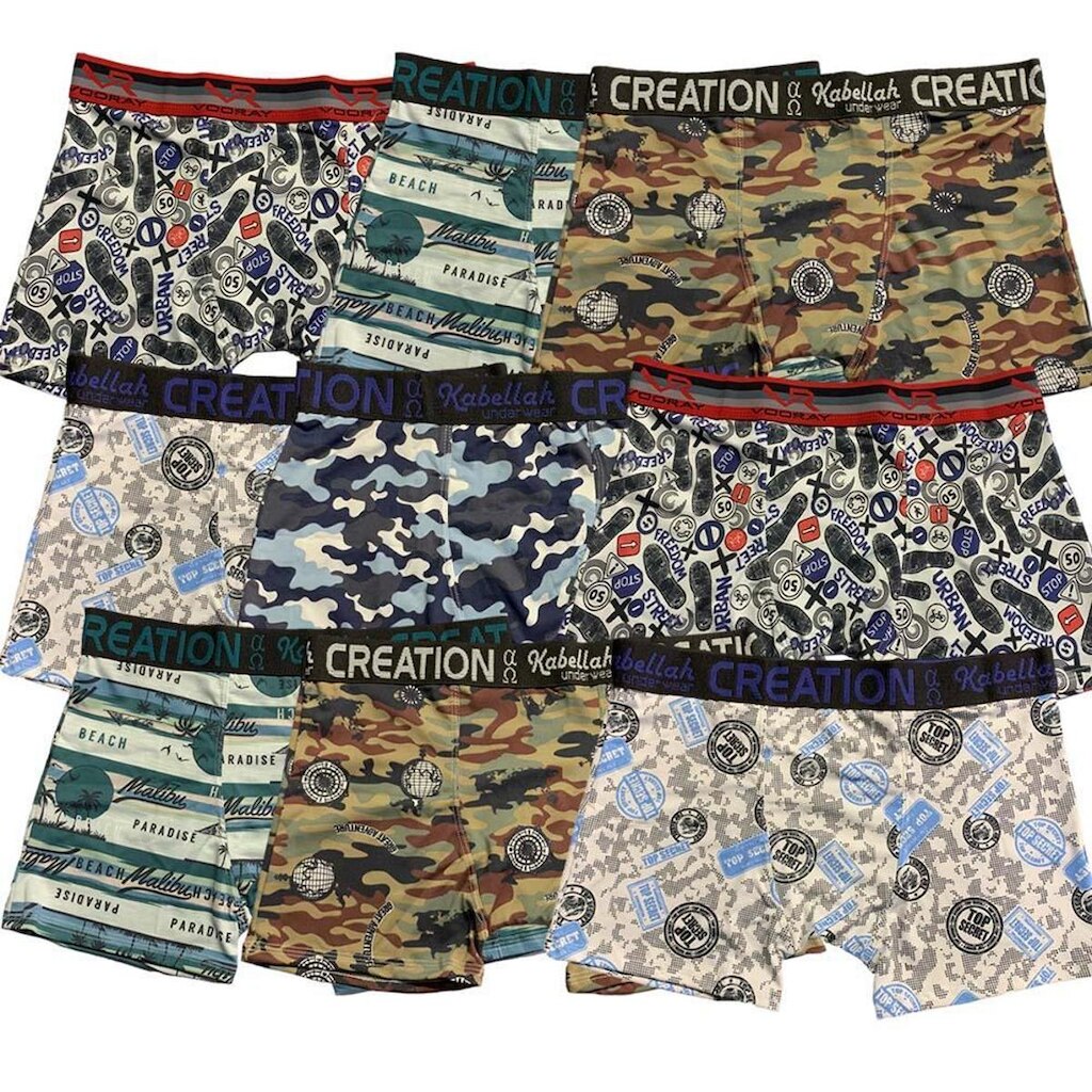 Kit 9 Cuecas Boxer Fristyle Em Microfibra Estampada Adulto