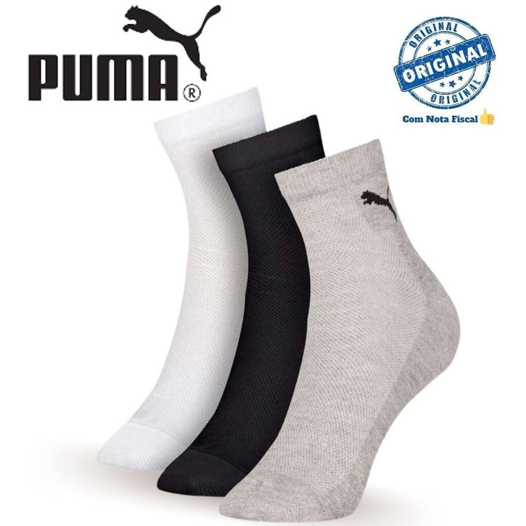 Kit 9 Pares Meias Cano Médio Algodão Puma Esporte Feminino