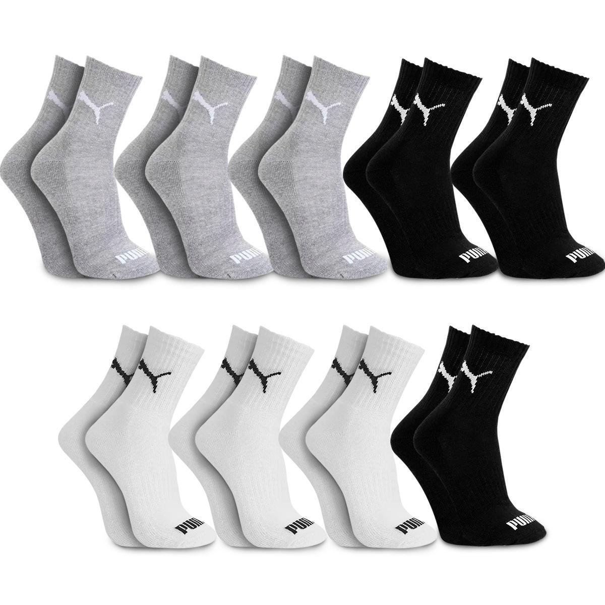 Kit 9 Pares Meias Puma Cano Médio Algodão Meia Atoalhada Adulto Masculino Feminino Original