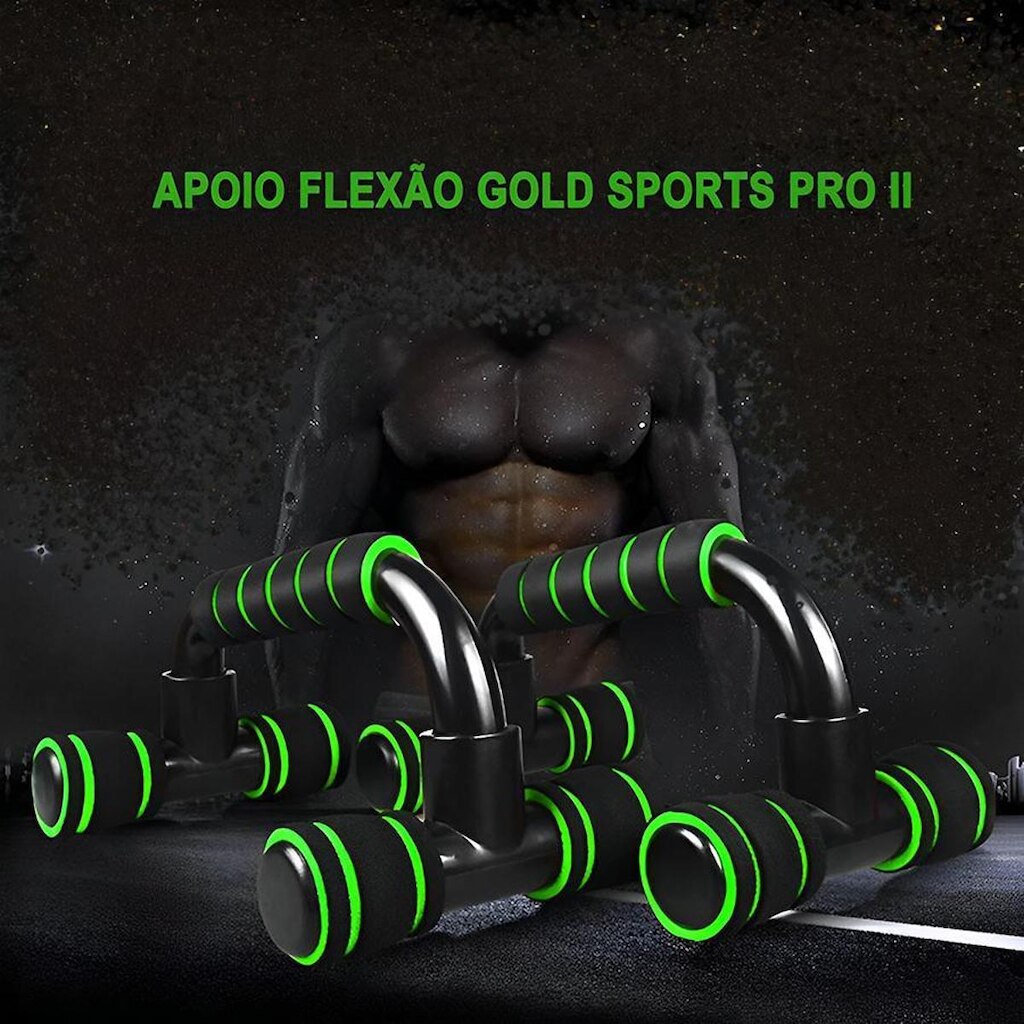 Kit Apoio Para Flexão Gold Sports Pro II em Pvc e PP - 2 Unds Mais Uma Mesh Bag