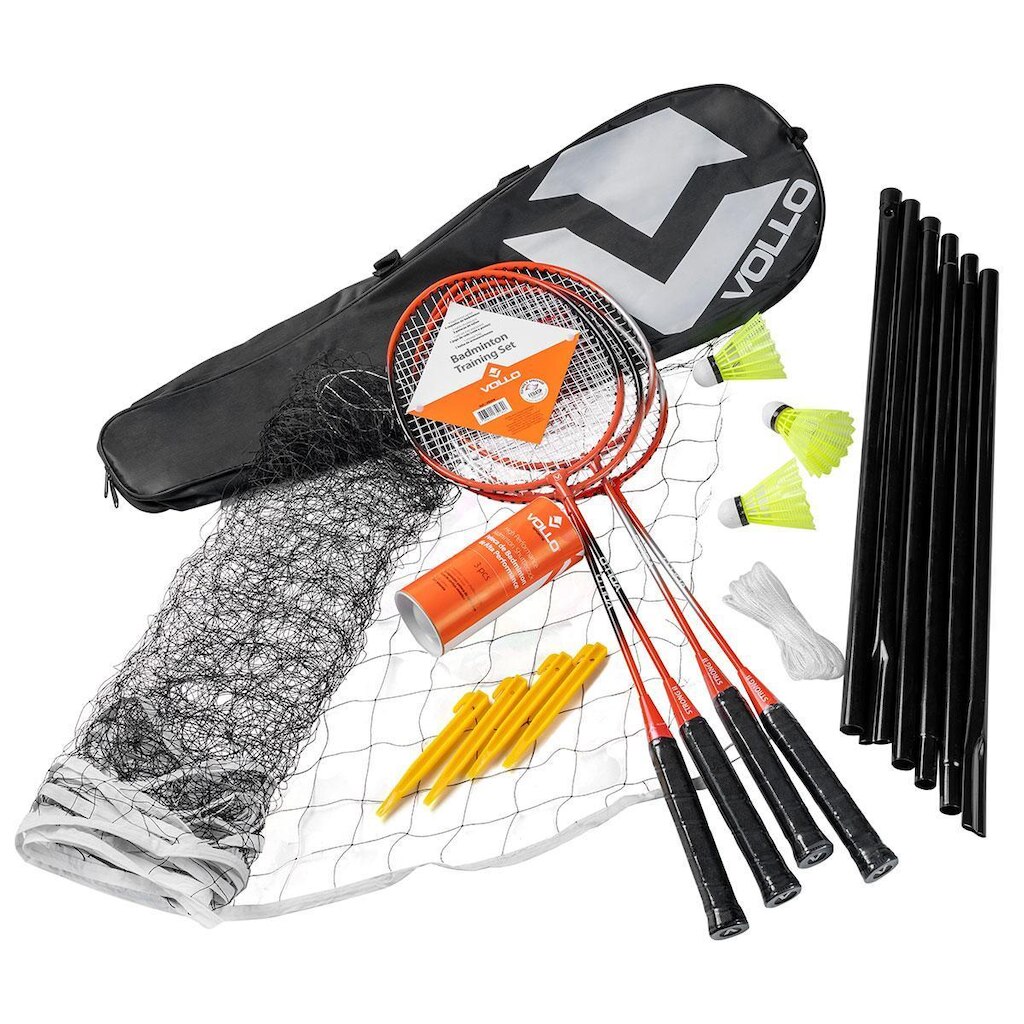 Kit Badminton com 4 Raquetes 3 Petecas e Rede Vollo