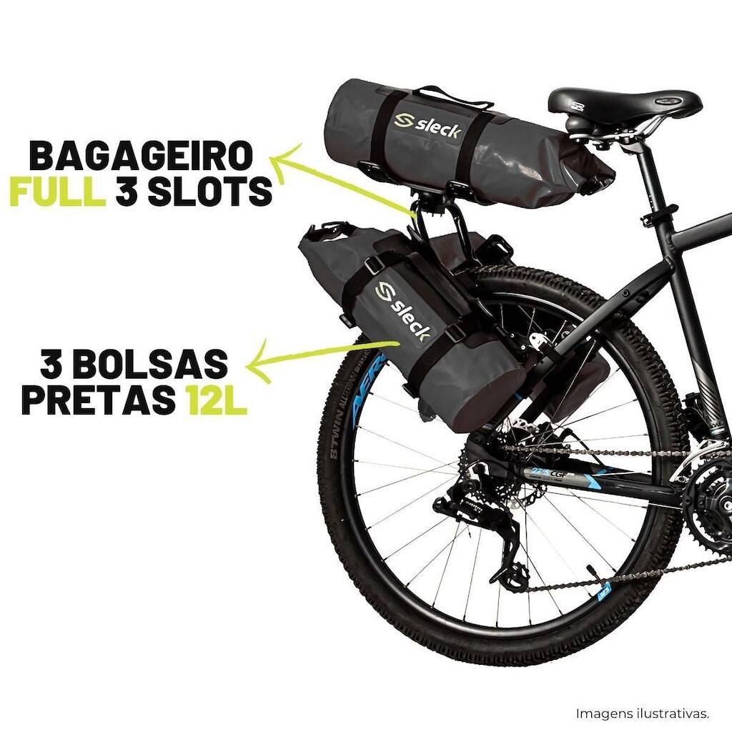 Kit Bagageiro Traseiro Full + 3 Bolsas 15l Impermeáveis Lara