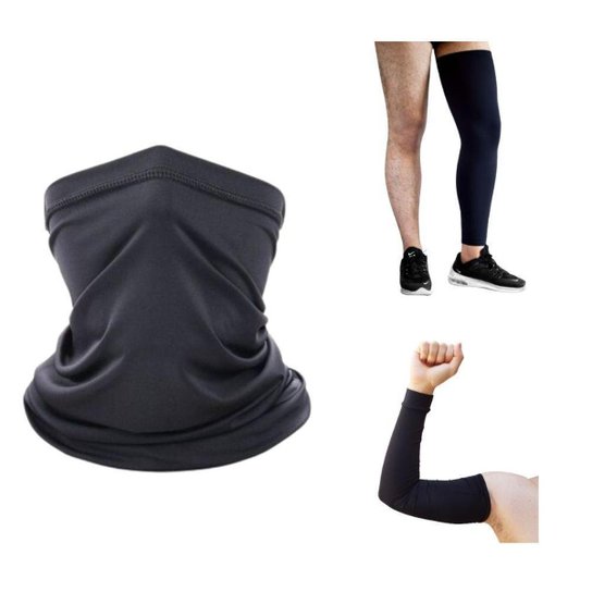 Kit Balaclava Pernito Manguito Ciclismo Proteção Solar UV50+ - Preto Menor preço em Kit Balaclava Pernito Manguito Ciclismo Proteção Solar UV50+ - Preto