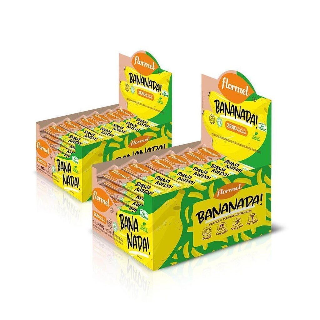 Kit Bananada Cremosa Flormel Zero Açúcar 2 Caixas Com 20 Unidades