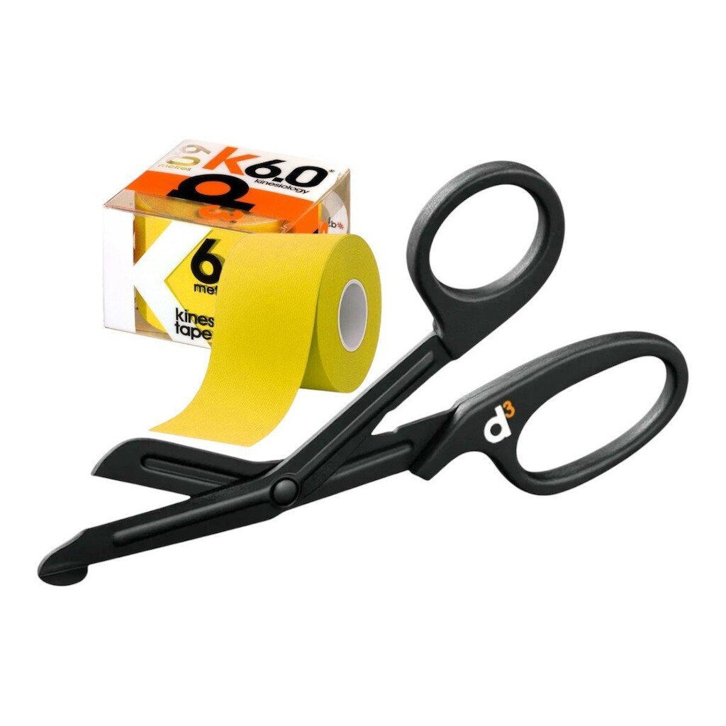 Kit Bandagem Elástica Hipoalergênica D3 Tape K6 Kinesiology + Tesoura Ponta Romba