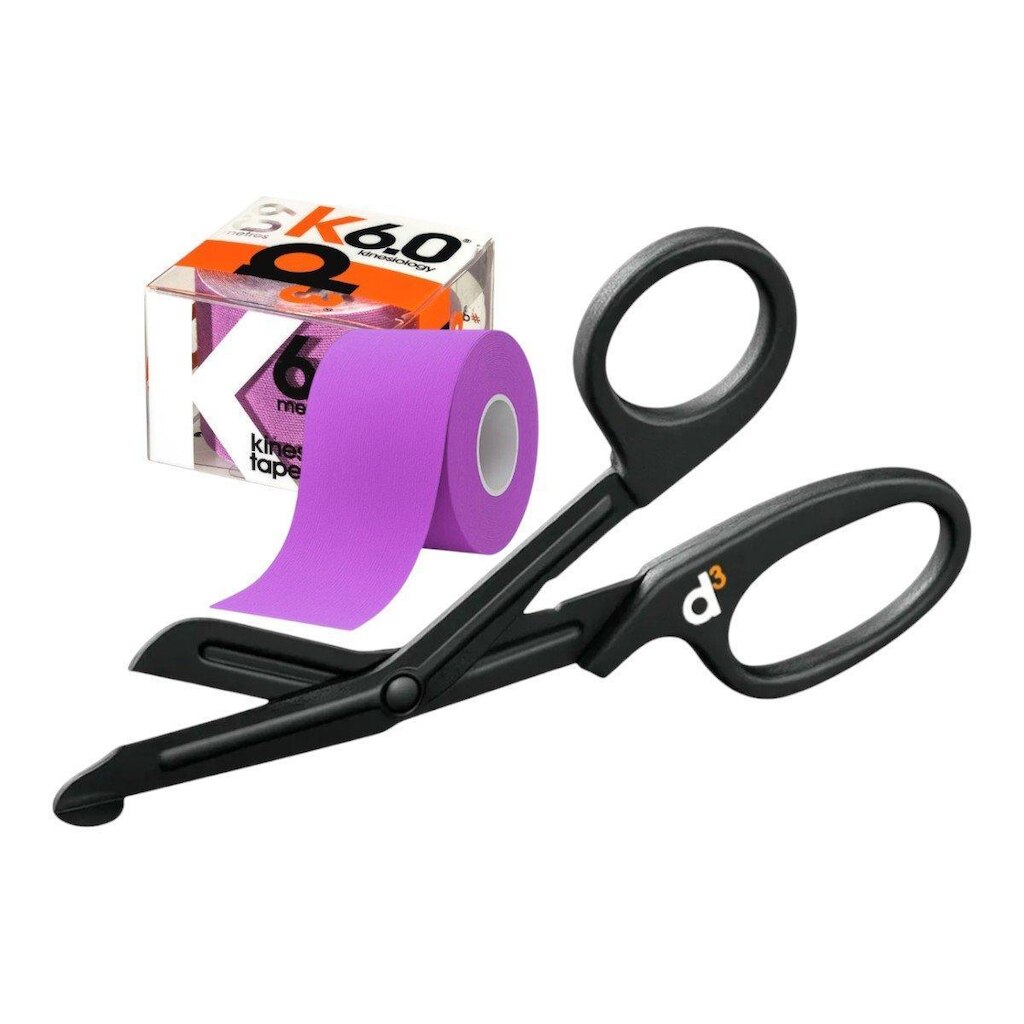 Kit Bandagem Elástica Hipoalergênica D3 Tape K6 Kinesiology + Tesoura Ponta Romba