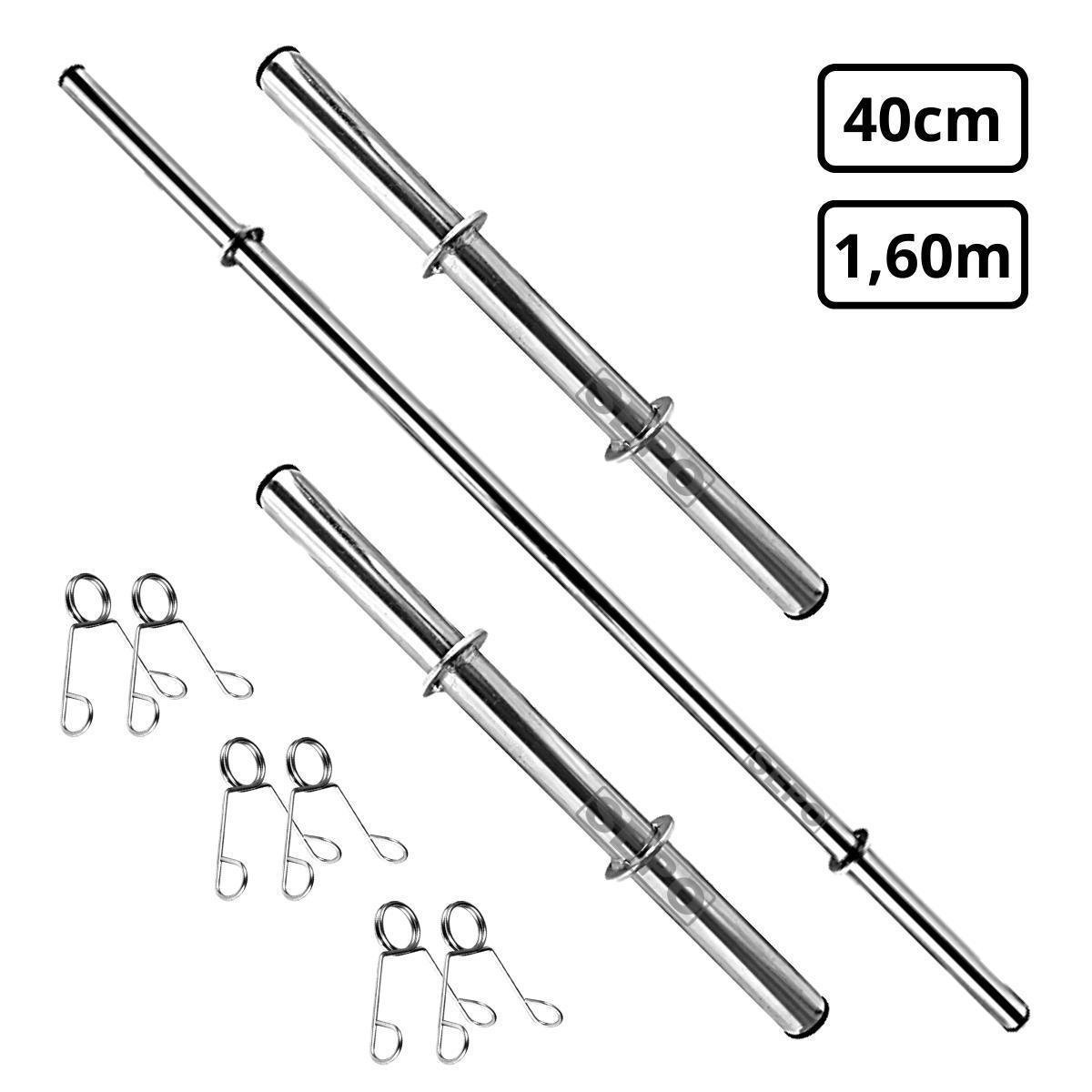 Kit Barras Halteres e Supino 40cm e 1,60m com Presilhas Menor preço em Kit Barras Halteres e Supino 40cm e 1,60m com Presilhas