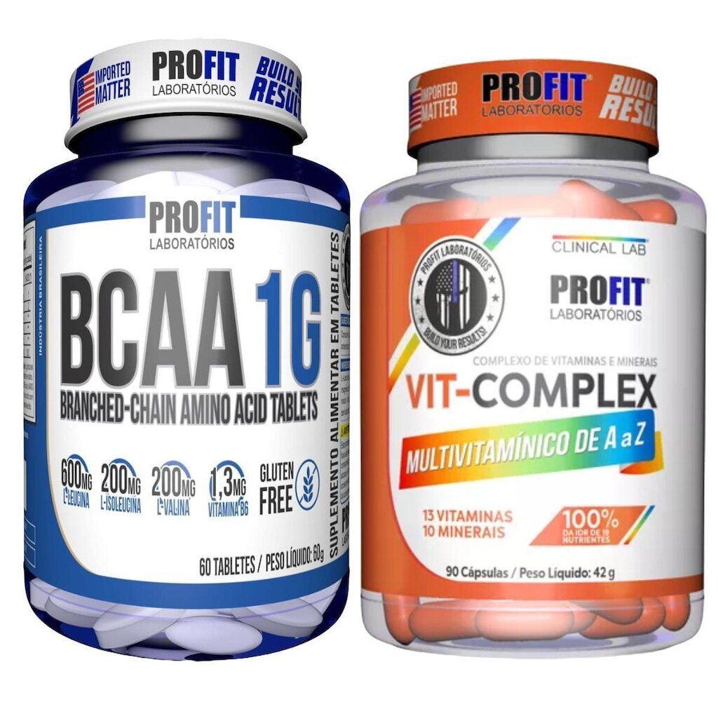 KIT BCAA 1G 60 TABLETS l MULTIVITAMÍNICO VIT COMPLEX 90 CÁPSULAS l PROFIT