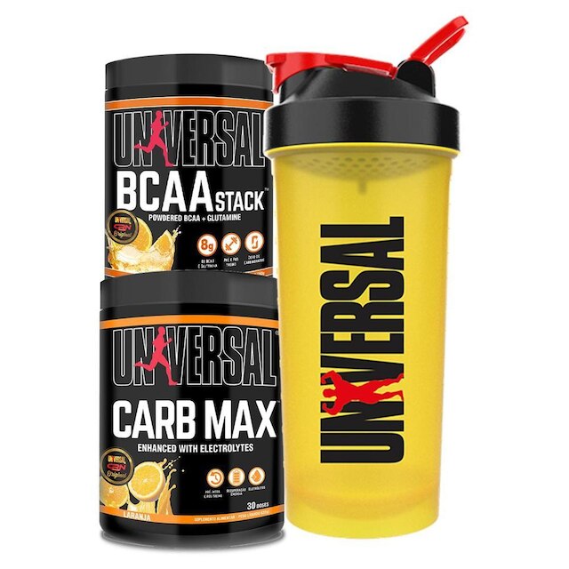 Kit BCAA Stack 250g + Carb Max 600g + Coqueteleira 600ml - Universal