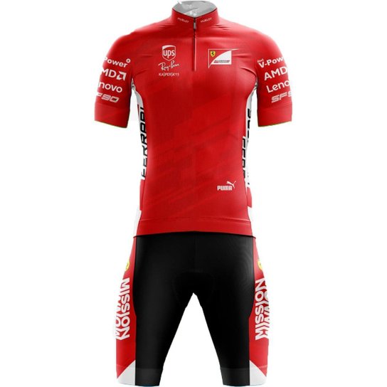 Kit Bermuda + Camisa Pro Tour Ferrari - Vermelho Menor preço em Kit Bermuda + Camisa Pro Tour Ferrari - Vermelho