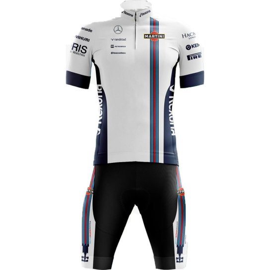 Kit Bermuda + Camisa Pro Tour Williams F1 - Branco Menor preço em Kit Bermuda + Camisa Pro Tour Williams F1 - Branco