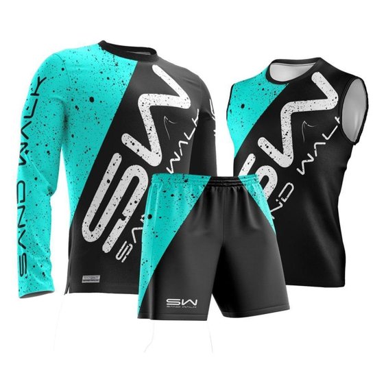 Kit Bermuda + Regata + Camiseta Manga Longa Sand Walk Proteção UV 30+ - Preto+Azul é ruim? Kit Bermuda + Regata + Camiseta Manga Longa Sand Walk Proteção UV 30+ - Preto+Azul é boa?