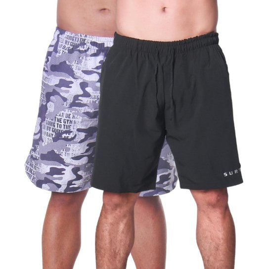 Kit Bermuda Tactel Masculina Academia Corrida Esportiva Surty Active Running