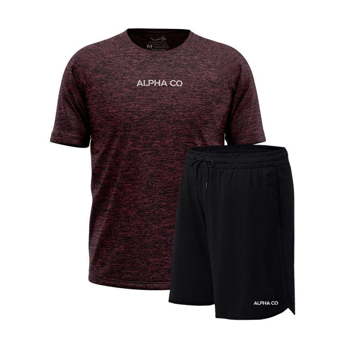 Kit Bermuda+Camiseta Dry Fitness Academia Alpha Co Menor preço em Kit Bermuda+Camiseta Dry Fitness Academia Alpha Co