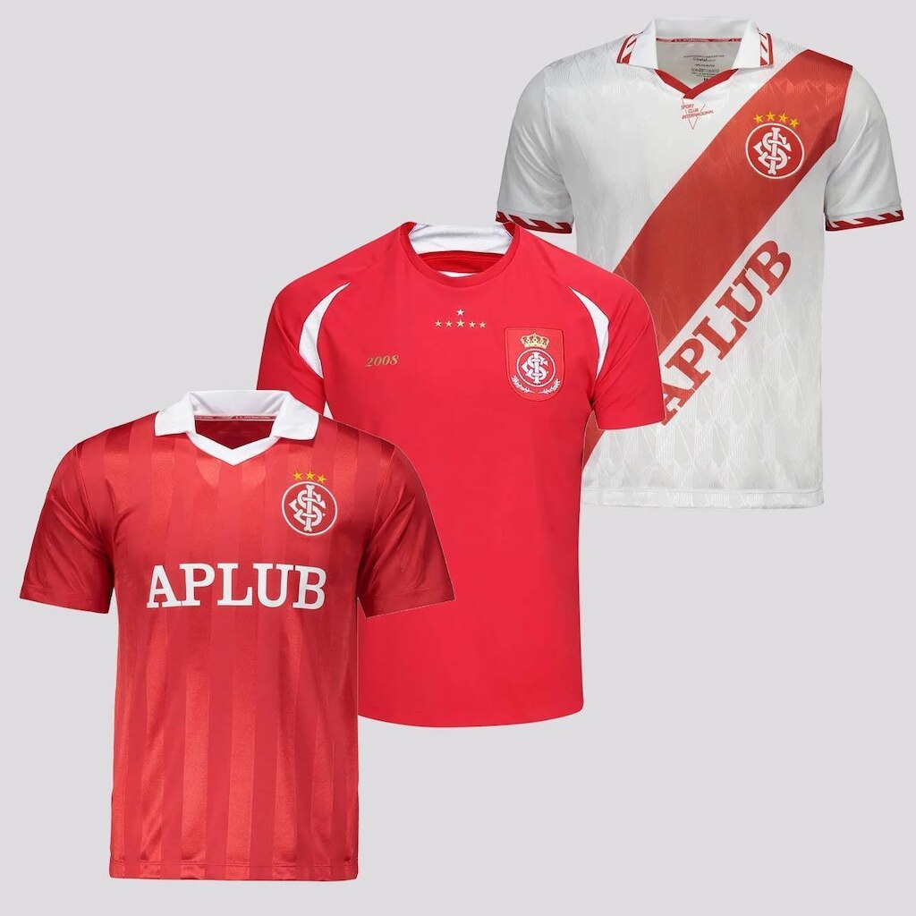 Kit Betel 3 Camisas Internacional Retrô 1988 + 1995 + 2008