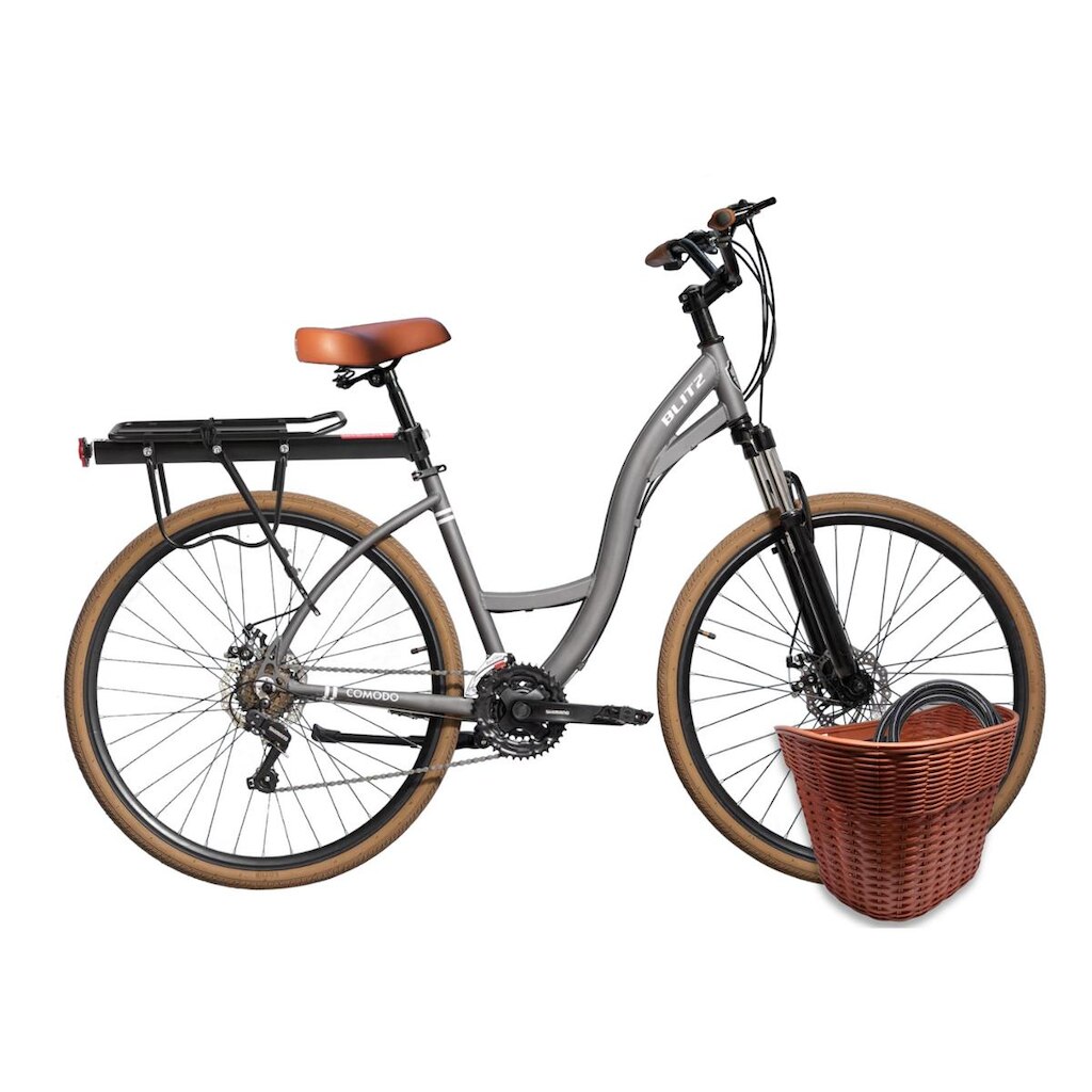 Kit Bicicleta Blitz Comodo 29 Shimano 21v + Bagageiro , Cestinha e Cadeado