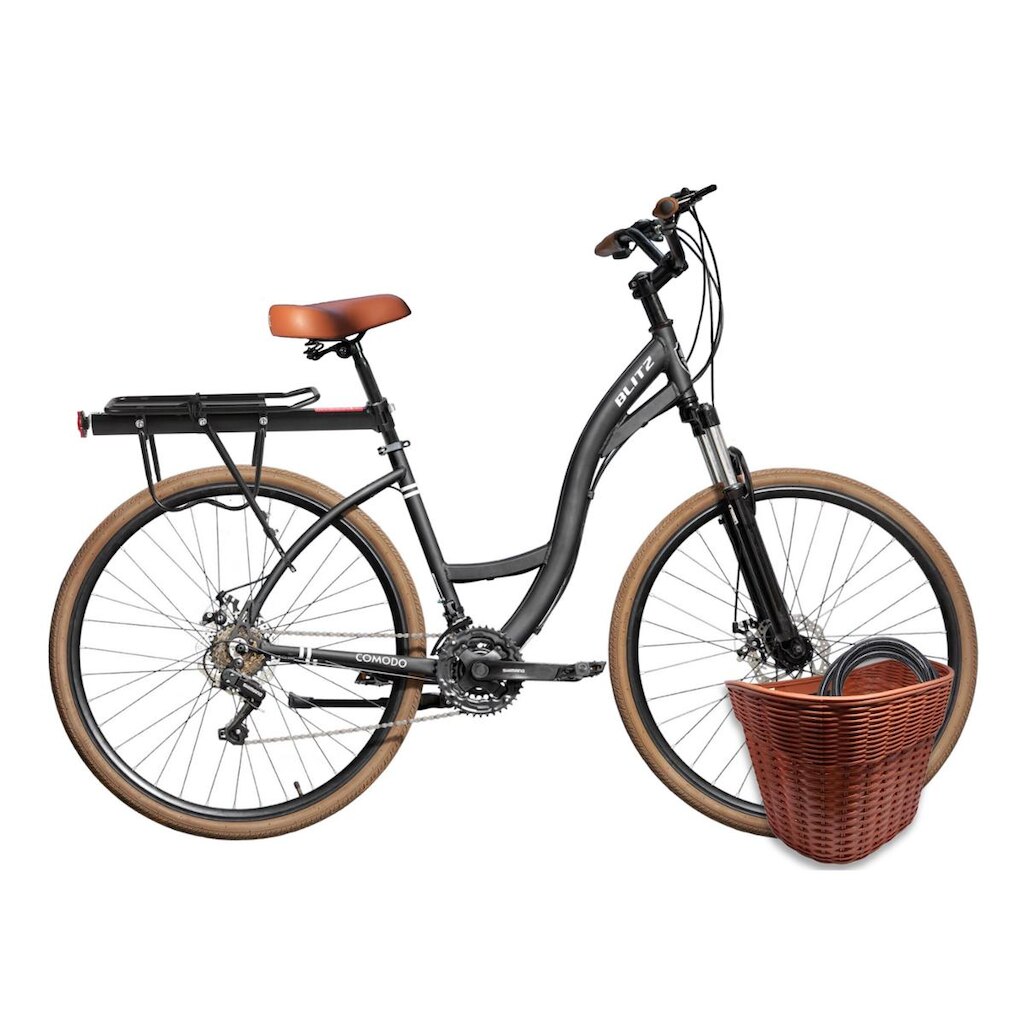Kit Bicicleta Blitz Comodo 29 Shimano 21v + Bagageiro , Cestinha e Cadeado