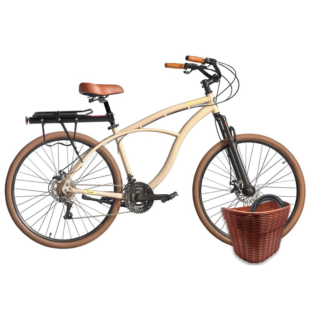 Kit Bicicleta Terral 29 BLITZ Alumínio 21v e freios a disco + Bagageiro, Cesta e Cadeado - 2214