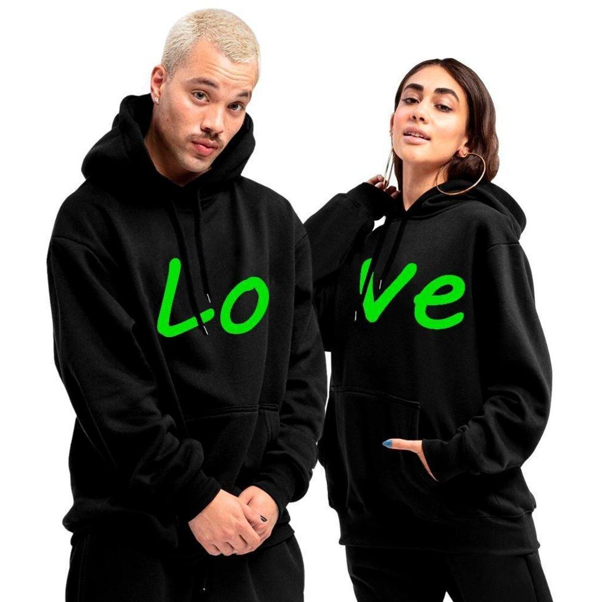 Kit Blusa Casal Moletom Com Capuz Combinando Namorados