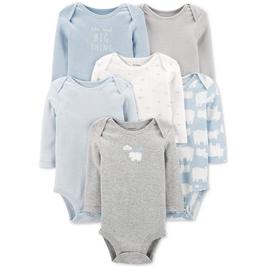 Kit Body Bebe Manga Longa Carter S Urso 6 Pecas Masculino Netshoes