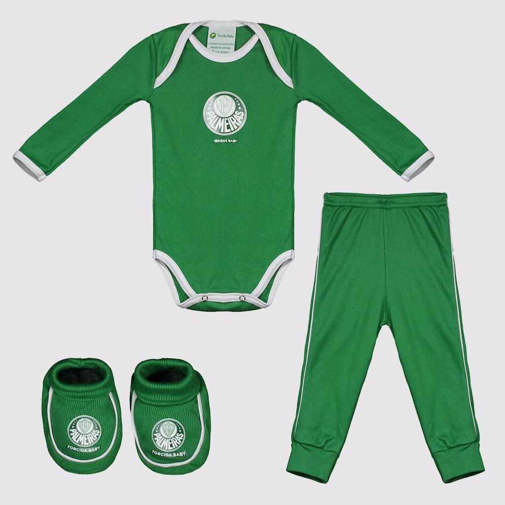 Kit Body Calça+Pantufa Infantil Palmeiras
