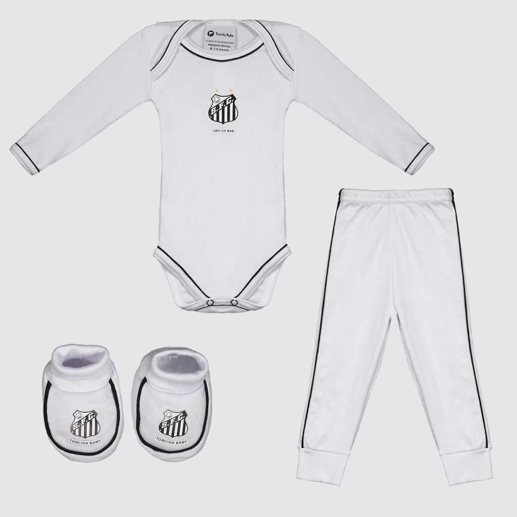 Kit Body Longo CalçaPantufa Infantil Santos