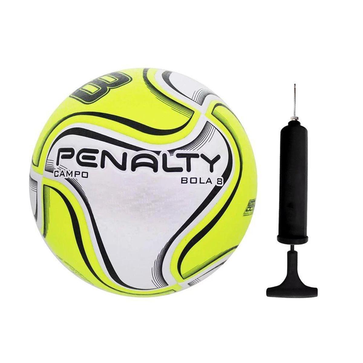 Kit Bola Campo Penalty 8 X + Bomba de Ar Menor preço em Kit Bola Campo Penalty 8 X + Bomba de Ar
