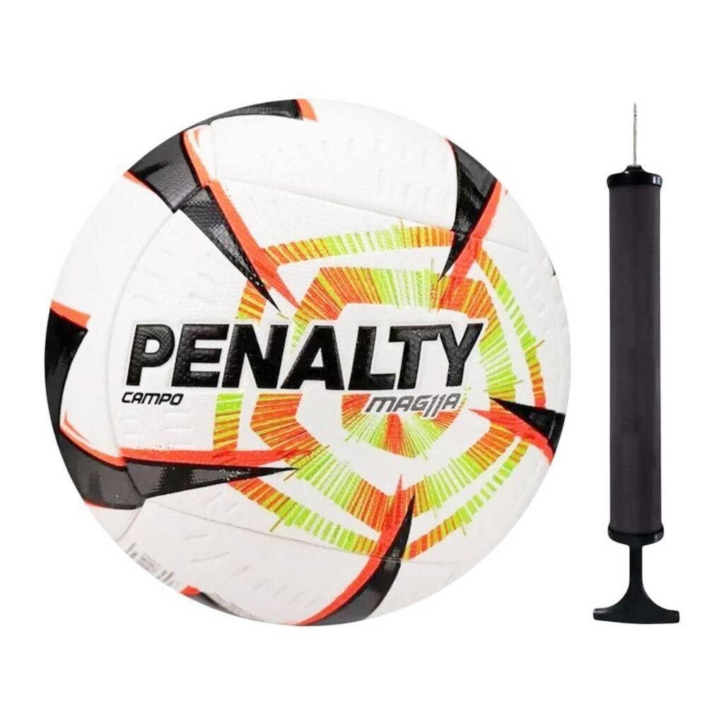 Kit Bola Campo Penalty MAG11A R2 XXVI + Bomba de Ar - Branco e Verde Único